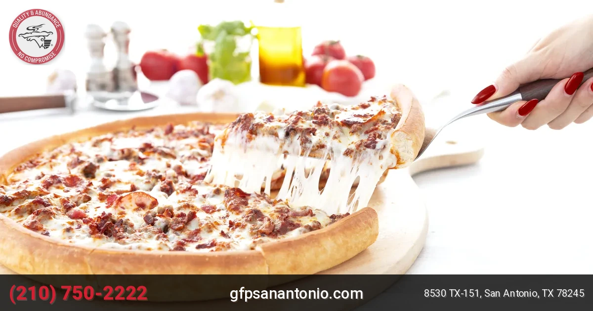 godfather pizza all meat combo cheese pull san antonio